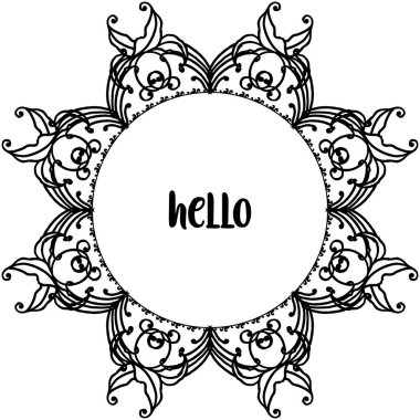 Çiçek çerçeve kalabalık ile Vektör illüstrasyon kartı tasarımı merhaba