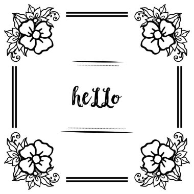 Sevimli çiçek çerçeve ile Vektör illüstrasyon şablon kartı merhaba