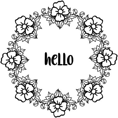 Sevimli çiçek çerçeve ile Vektör illüstrasyon şablon kartı merhaba