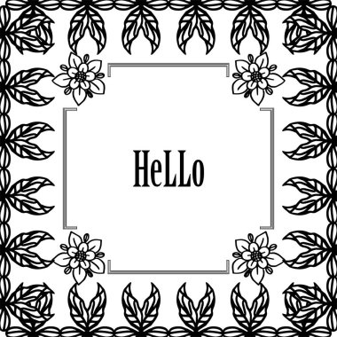 Vektör illüstrasyon çiçek çerçeve kalabalık ile merhaba yazı