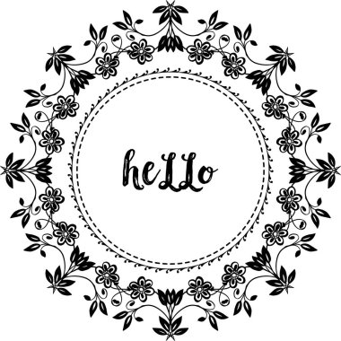 Vektör illüstrasyon çiçek çerçeve kalabalık ile merhaba yazı