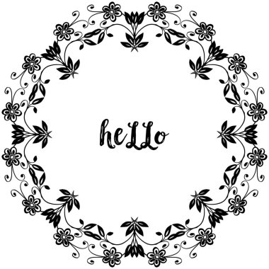 Vektör illüstrasyon tasarım yazı merhaba için çiçek çerçeve güzel tipografi