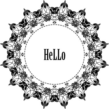 Vektör illüstrasyon tasarım yazı merhaba için çiçek çerçeve güzel tipografi