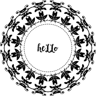 Çiçek çerçeve siyah beyaz vektör illüstrasyon davetiye kartı merhaba