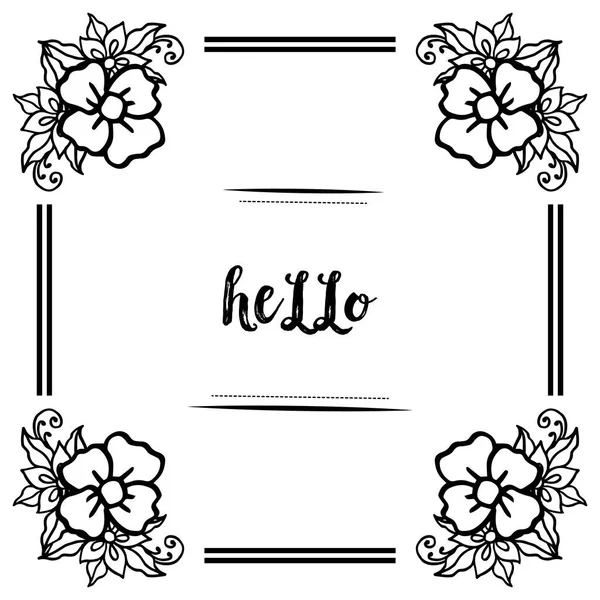 Vector illustration template card hello with cute flower frame — Stock Vector