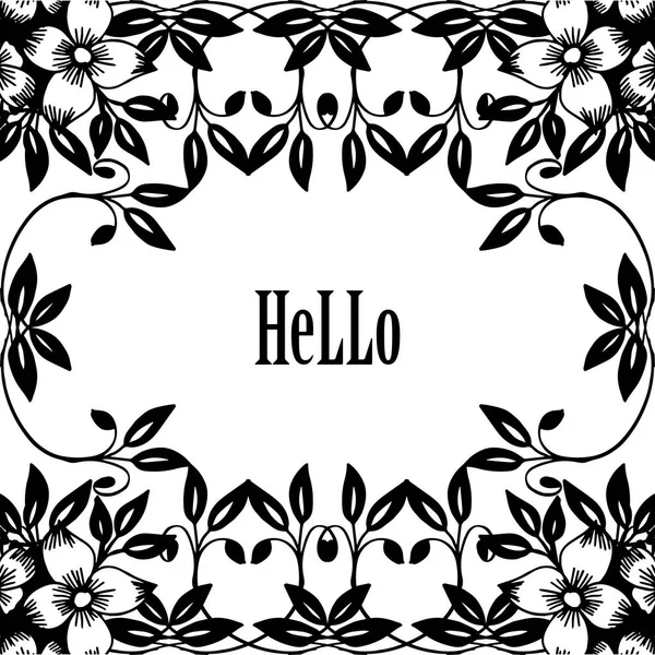 Vector illustration elegant flower frame with ornate wallpaper hello — Stock Vector