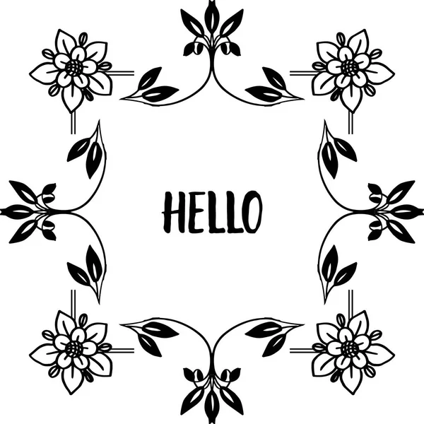 Vector illustration elegant flower frame with ornate wallpaper hello — Stock Vector