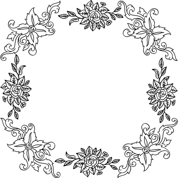Vektorillustrationsvorlage für Blumenrahmen isoliert auf weißem Hintergrund — Stockvektor