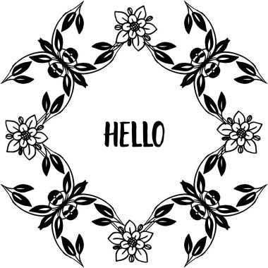 Vektör illüstrasyon dekor tarzı merhaba için çeşitli çiçek çerçeve