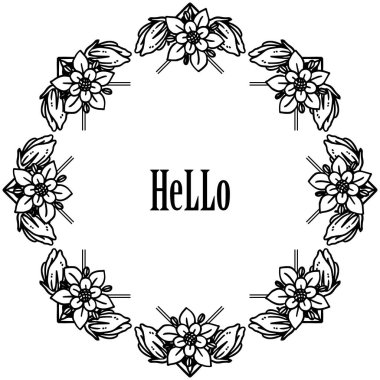 Çiçek çerçeve çeşitli kalabalık ile Vektör illüstrasyon tebrik kartı merhaba