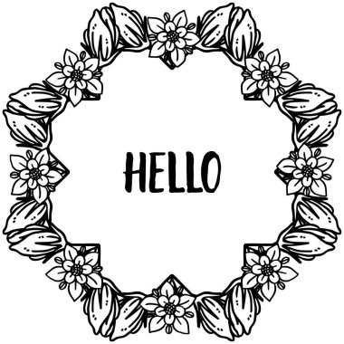 Çiçek çerçeve çeşitli kalabalık ile Vektör illüstrasyon tebrik kartı merhaba