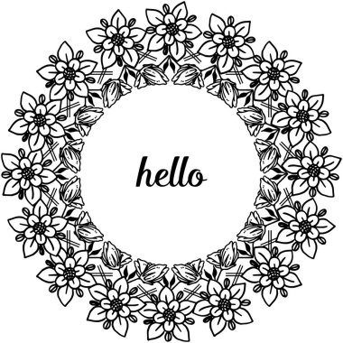 Çiçek çerçeve çeşitli kalabalık ile Vektör illüstrasyon tebrik kartı merhaba