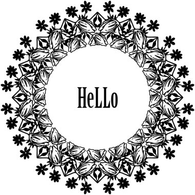 Çeşitli duvar kağıdı çiçek çerçeve ile merhaba Vektör illüstrasyon şekil kartı