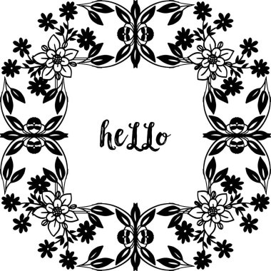 Çeşitli duvar kağıdı çiçek çerçeve ile merhaba Vektör illüstrasyon şekil kartı