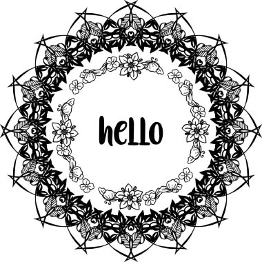 Çeşitli sevimli çiçek çerçevesi ile merhaba Vektör illüstrasyon desen kartı