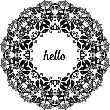 Çeşitli sevimli çiçek çerçevesi ile merhaba Vektör illüstrasyon desen kartı