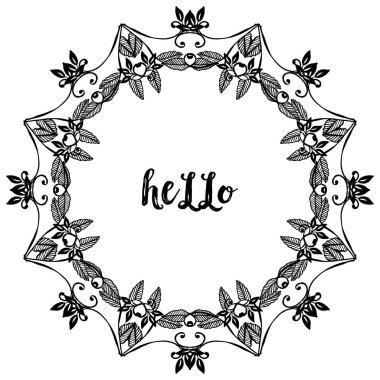 Çeşitli sevimli çiçek çerçevesi ile merhaba Vektör illüstrasyon desen kartı