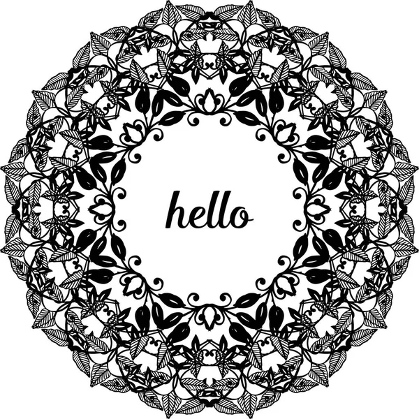 Çeşitli sevimli çiçek çerçevesi ile merhaba Vektör illüstrasyon desen kartı
