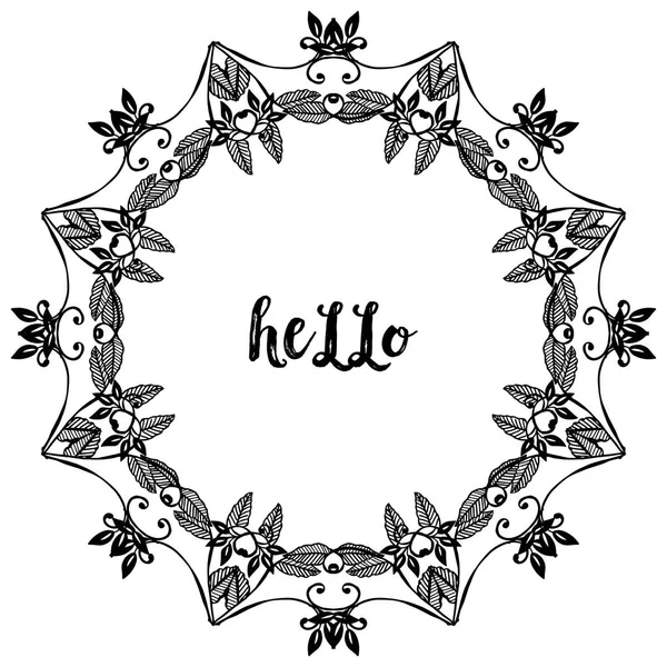 Çeşitli sevimli çiçek çerçevesi ile merhaba Vektör illüstrasyon desen kartı