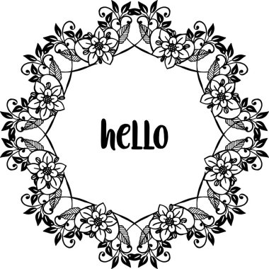 Vektör illüstrasyon çiçek çerçeve sanat modern merhaba yazma
