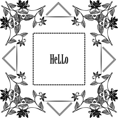 Vektör illüstrasyon çiçek çerçeve sanat modern merhaba yazma
