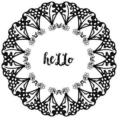 Dekor desen çiçek çerçeve için vektör illüstrasyon yazı merhaba