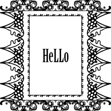Dekor desen çiçek çerçeve için vektör illüstrasyon yazı merhaba