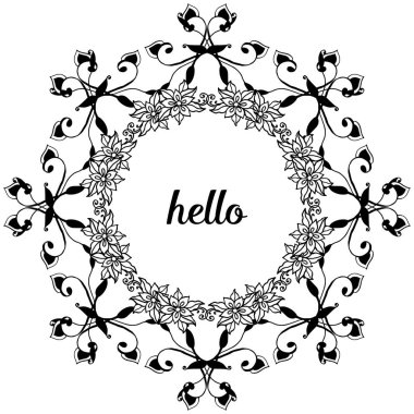 Dekor desen çiçek çerçeve için vektör illüstrasyon yazı merhaba