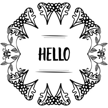 Dekor desen çiçek çerçeve için vektör illüstrasyon yazı merhaba
