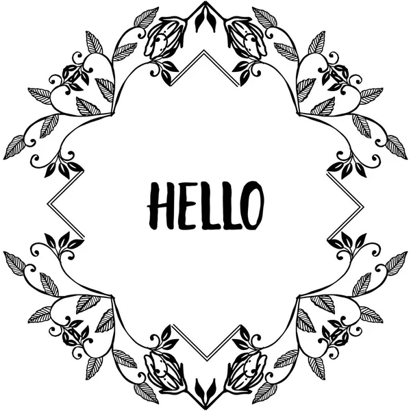 Vector illustration pattern flower frame for invitation card hello — Stock Vector