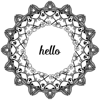 Vektör illüstrasyon zarif kart merhaba tasarım sevimli çiçek çerçeve için