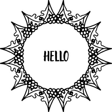 Çeşitli sevimli çiçek çerçevesi ile merhaba yazma Vektör illüstrasyon afiş