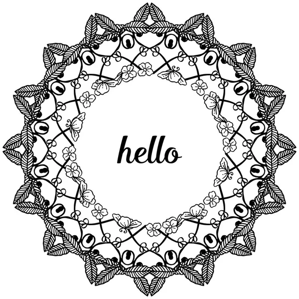 Vektör illüstrasyon zarif kart merhaba tasarım sevimli çiçek çerçeve için