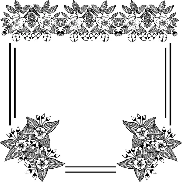 Karta ilustracji wektorowych z różnymi ozdobami ramki wieniec liści — Wektor stockowy