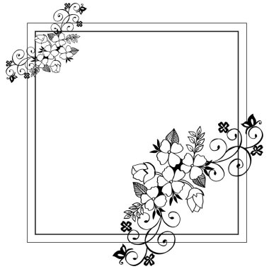 Zarif yaprak çiçek çerçeve için vektör illüstrasyon şablonu
