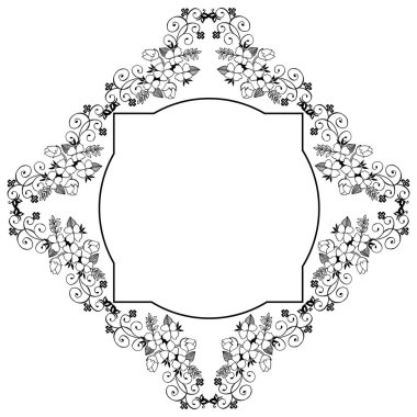 Zarif yaprak çiçek çerçeve için vektör illüstrasyon şablonu