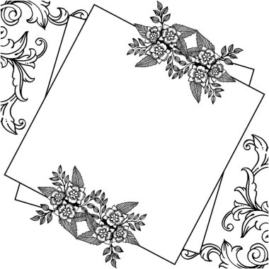 Sanat yaprağı çiçek çerçeve için kart Vektör illüstrasyon dekor