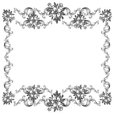 Yaprak çiçek çerçeve güzelliği için kart Vektör illüstrasyon tasarımı