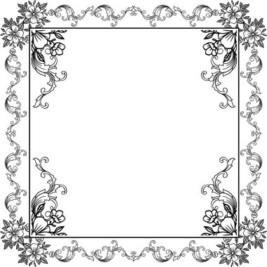 Sevimli yaprak çiçek çerçeve çeşitli kart Vektör illüstrasyon dekoratif