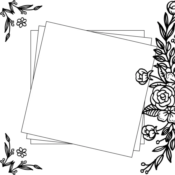 Vector illustration card for various pattern leaf flower frame — Stock Vector