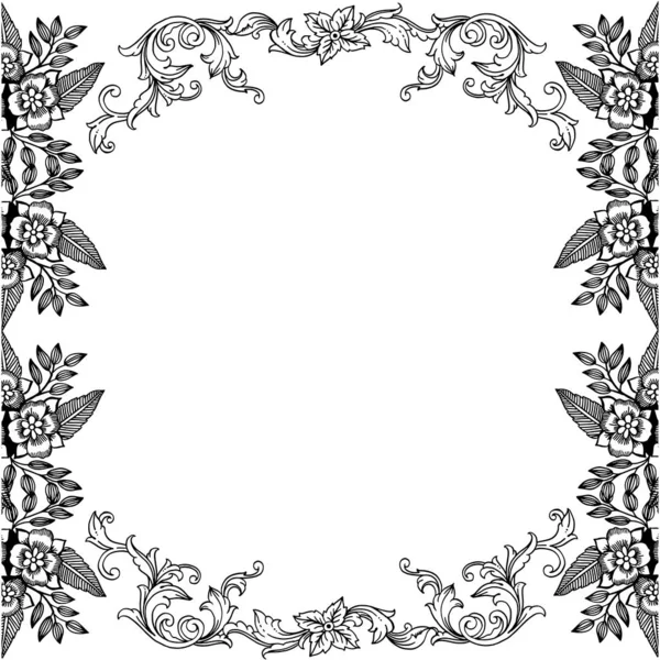 Векторный иллюстрационный декор карточки для цветочной рамки из листьев искусства — стоковый вектор