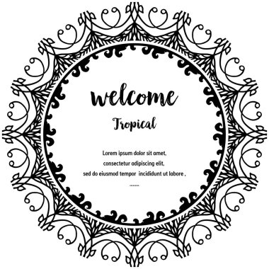 Konsept zarif karşılama tropikal, beyaz, çeşitli çiçek izole. Vektör