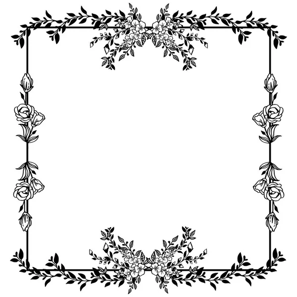 Векторна ілюстрація ілюстрація малюнка листяної квіткової рамки з вітальною листівкою — стоковий вектор