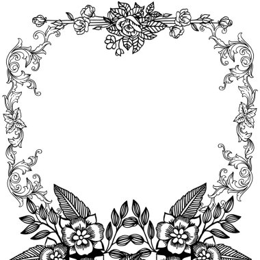 Yaprak çiçek çerçeve kalabalık için kart Vektör illüstrasyon şekli