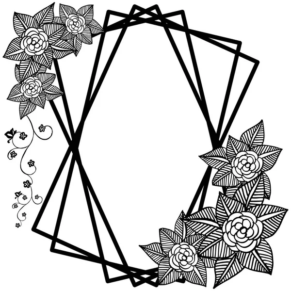 Illustration vectorielle très beau cadre de fleur de feuille avec cartes d'invitation — Image vectorielle