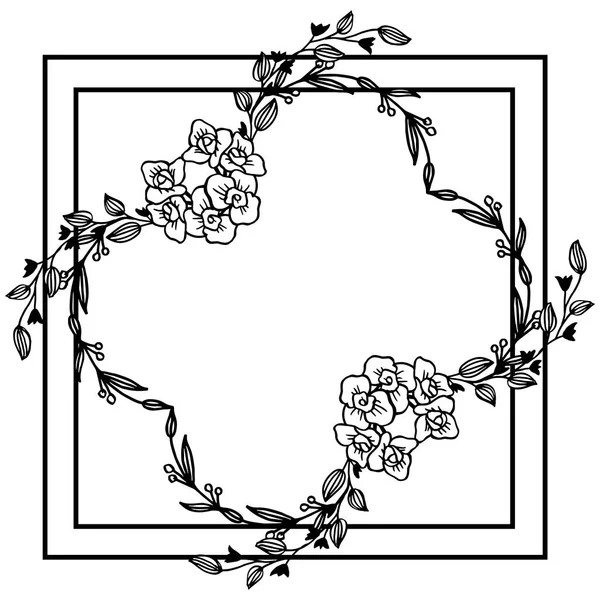Scheda illustrazione vettoriale per cornici floreali isolate su sfondo bianco — Vettoriale Stock