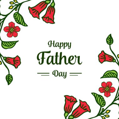Vektör illüstrasyon desen kırmızı çiçek çerçeve kart mutlu baba günü dekoratif ile