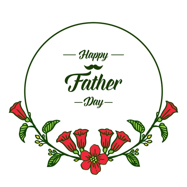 Vector illustration greeting card happy father day for bright red wreath frames — Stock Vector