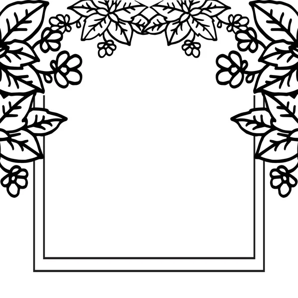 Dessin fleur et feuilles, cadre moderne, pour diverses cartes de mariage, bannière. Vecteur — Image vectorielle