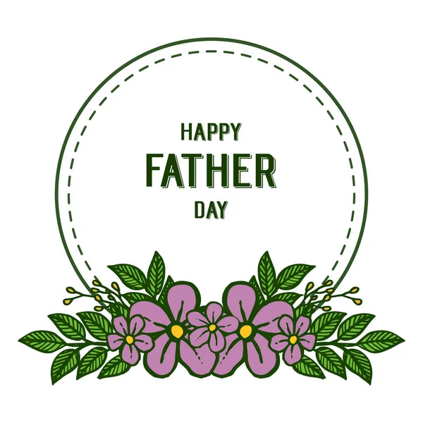 Vector illustration happy father day with purple floral frames isolated on white backdrop — Stock Vector